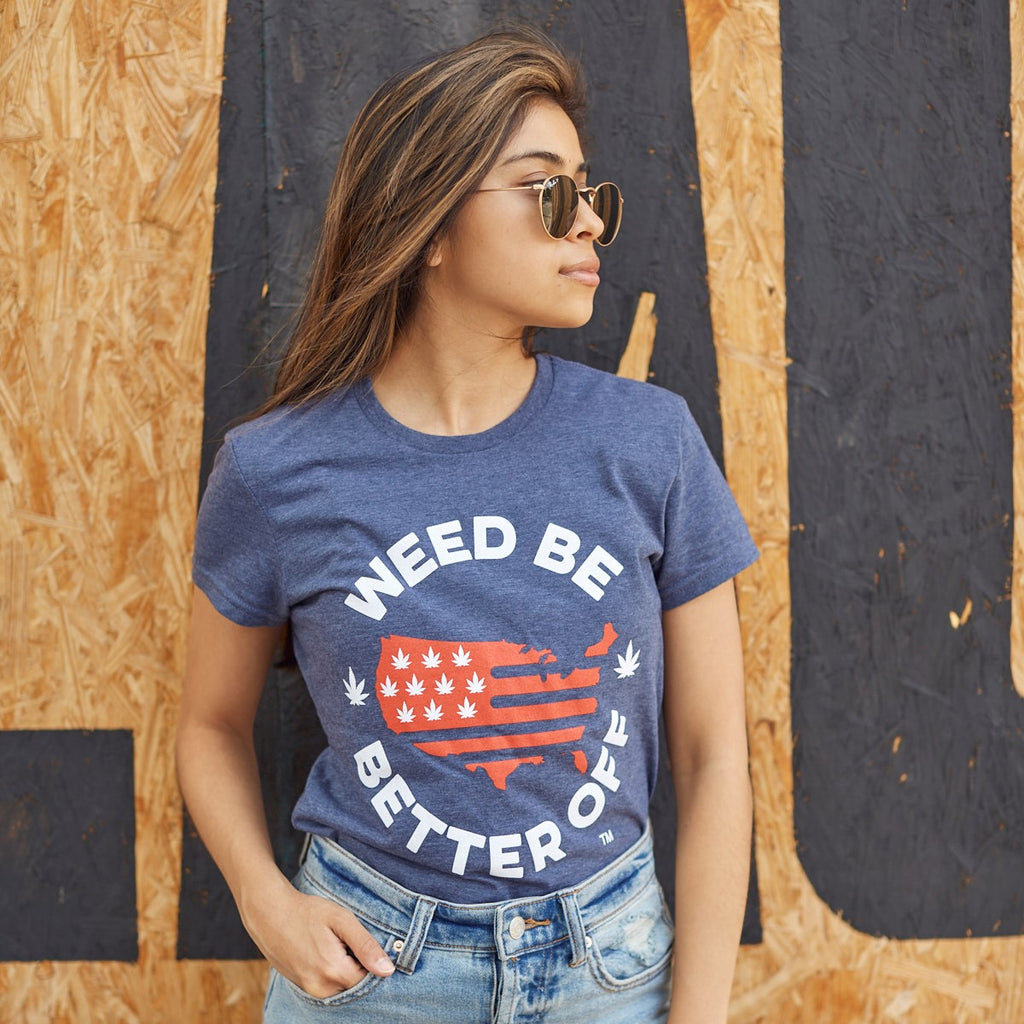 USA Logo, Women Heathered T-Shirt freeshipping - Weed Be Better Off