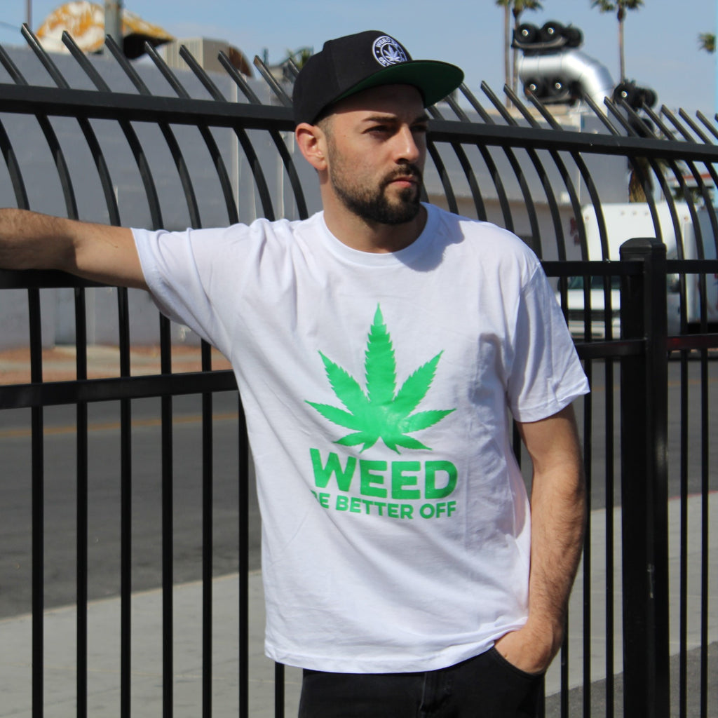 Big Leaf Logo, T-Shirt freeshipping - Weed Be Better Off