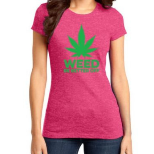 Big Leaf Logo, Women Heathered T-Shirt freeshipping - Weed Be Better Off